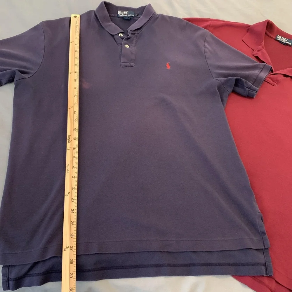 Polo Ralph Lauren Polo Shirt Mens Large Lot Of 2 Purple Red Pony Casual Cotton